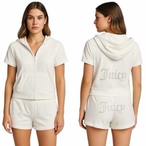 Juicy Couture Cream Zip-Up Hoodie